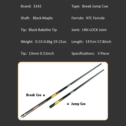 【3142】BK3 Black Shaft Break Jump Cue